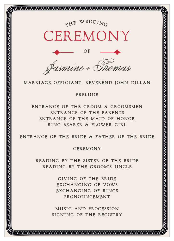Lady Luck Wedding Programs
