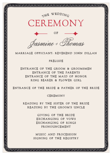 Keep your casino-themed wedding on track with the Lady Luck Wedding Programs. 