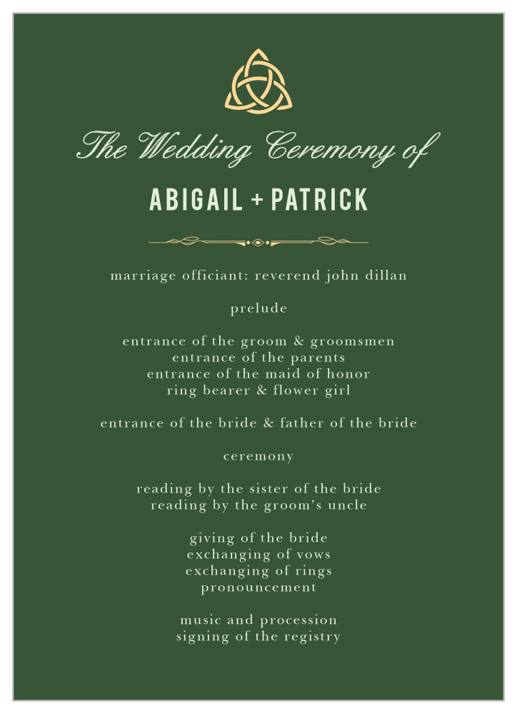 Celtic Dream Wedding Programs