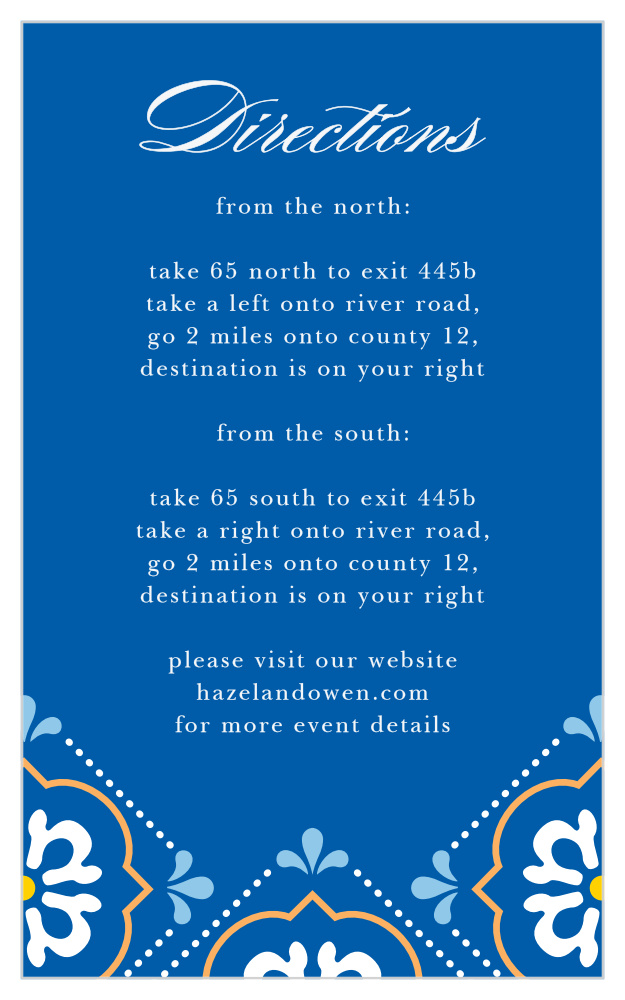 Spanish Tile Direction Cards