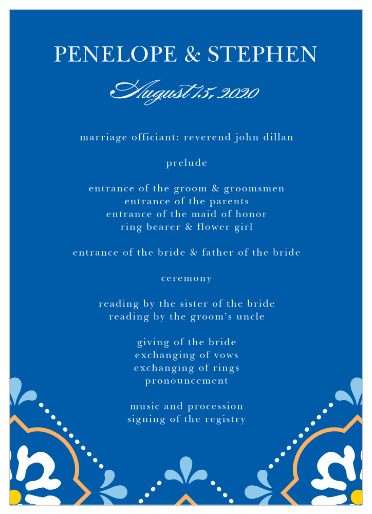 Spanish Tile Wedding Programs