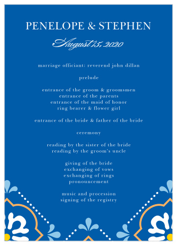 Spanish Tile Wedding Programs