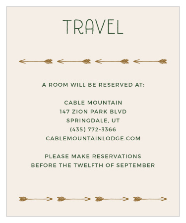 Summer Camp Weekend Accommodation Cards