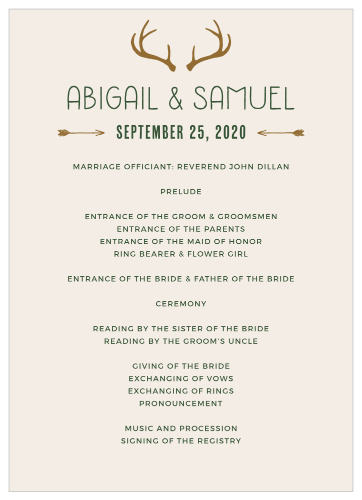 Summer Camp Weekend Wedding Programs