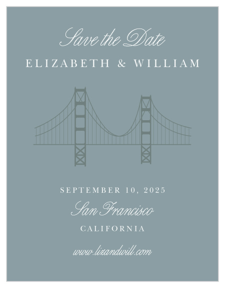 Announce your California wedding with the Golden Gate Wedding Save-the-Date Magnets.