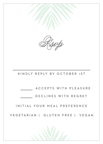 Design your custom RSVPs with the Palm Beach Response Cards. 