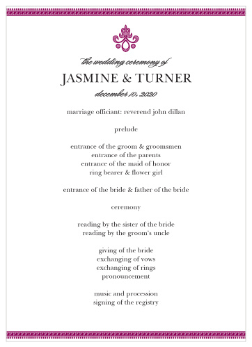 Moroccan Frame Wedding Programs