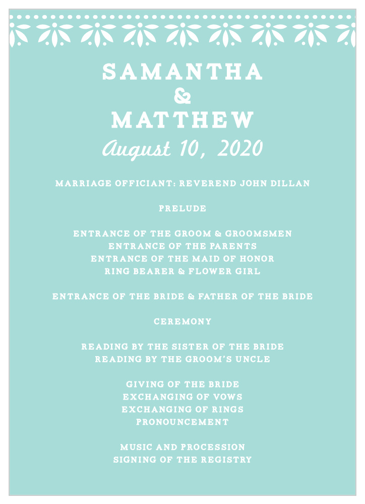 Papel Picado Wedding Programs