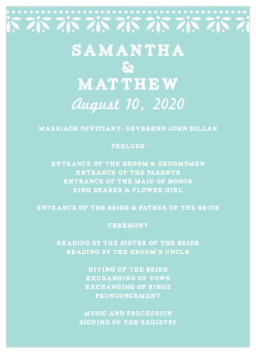 Papel Picado Wedding Programs