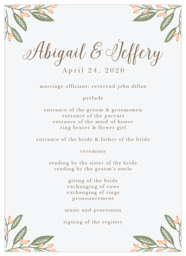 Springtime Berries Wedding Programs
