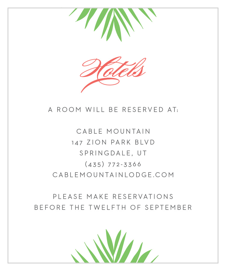 Tropical Flamingo Accommodation Cards