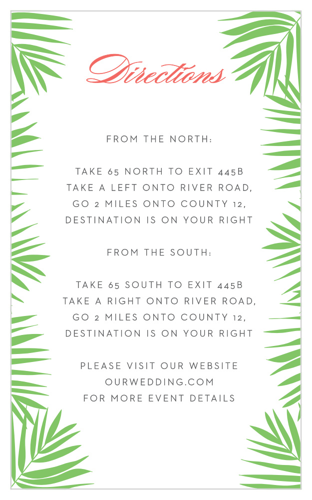 Tropical Flamingo Direction Cards