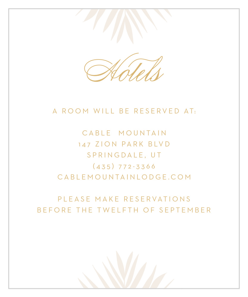 Palm Beach Foil Accommodation Cards
