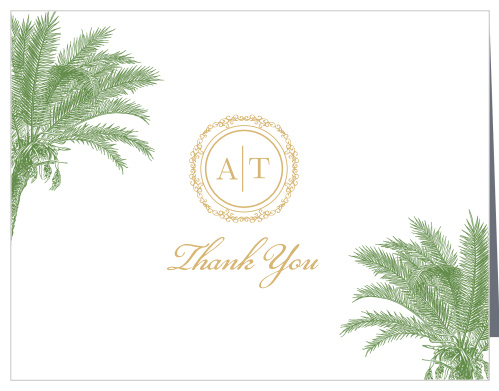 Caribbean Palm Foil Wedding Thank You Cards