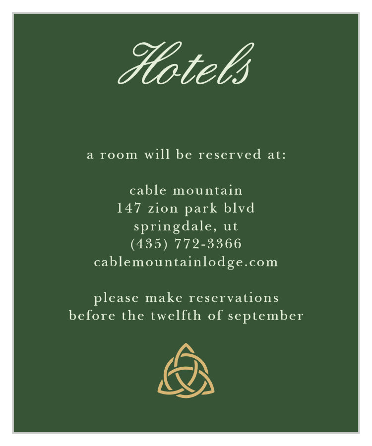 Celtic Dream Foil Accommodation Cards