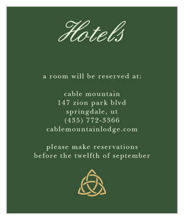 Celtic Dream Foil Accommodation Cards