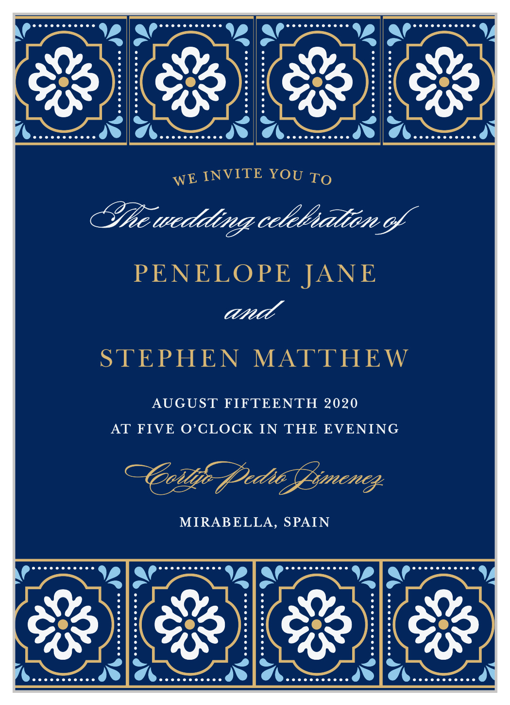 Spanish Tile Foil Wedding Invitations