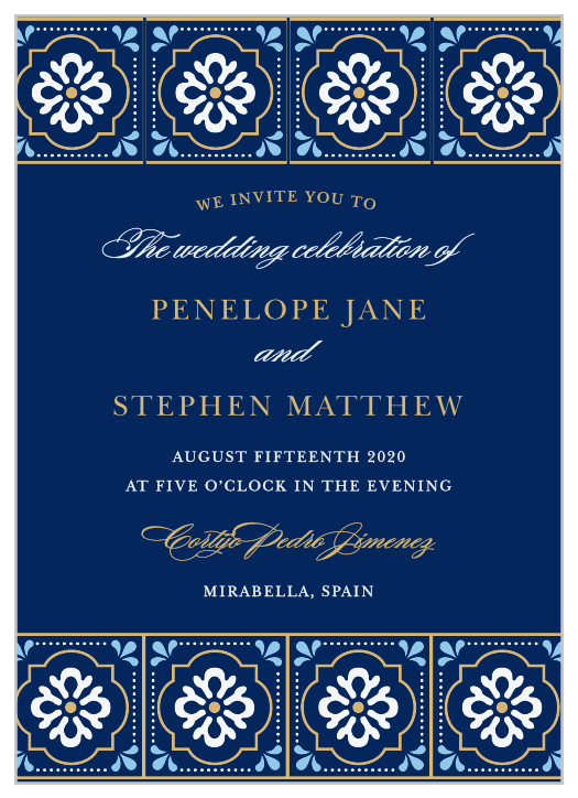 Spanish Tile Foil Wedding Invitations