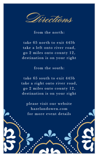 Spanish Tile Foil Direction Cards