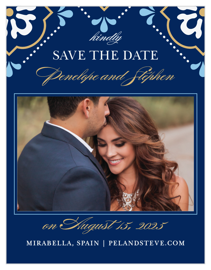 Spanish Tile Foil Save the Date Magnets
