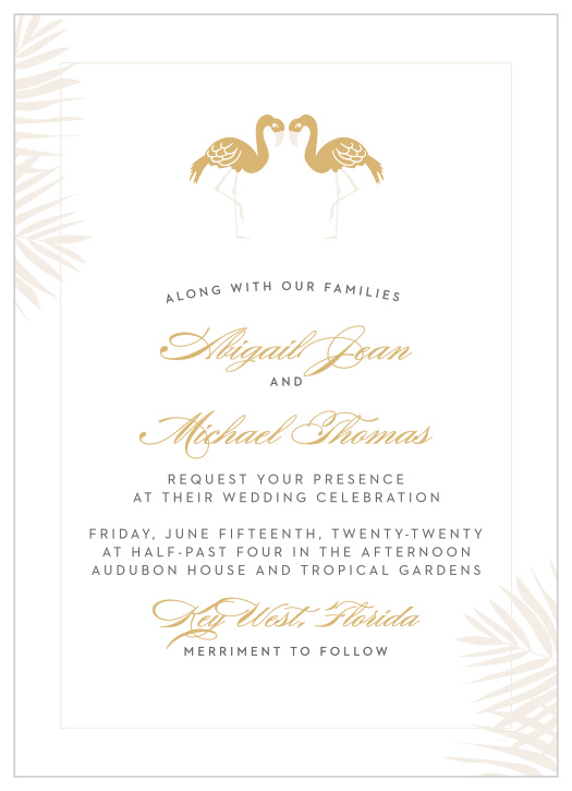 Tropical Flamingo Foil Wedding Invitations
