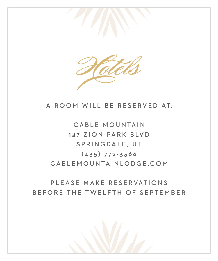 Tropical Flamingo Foil Accommodation Cards