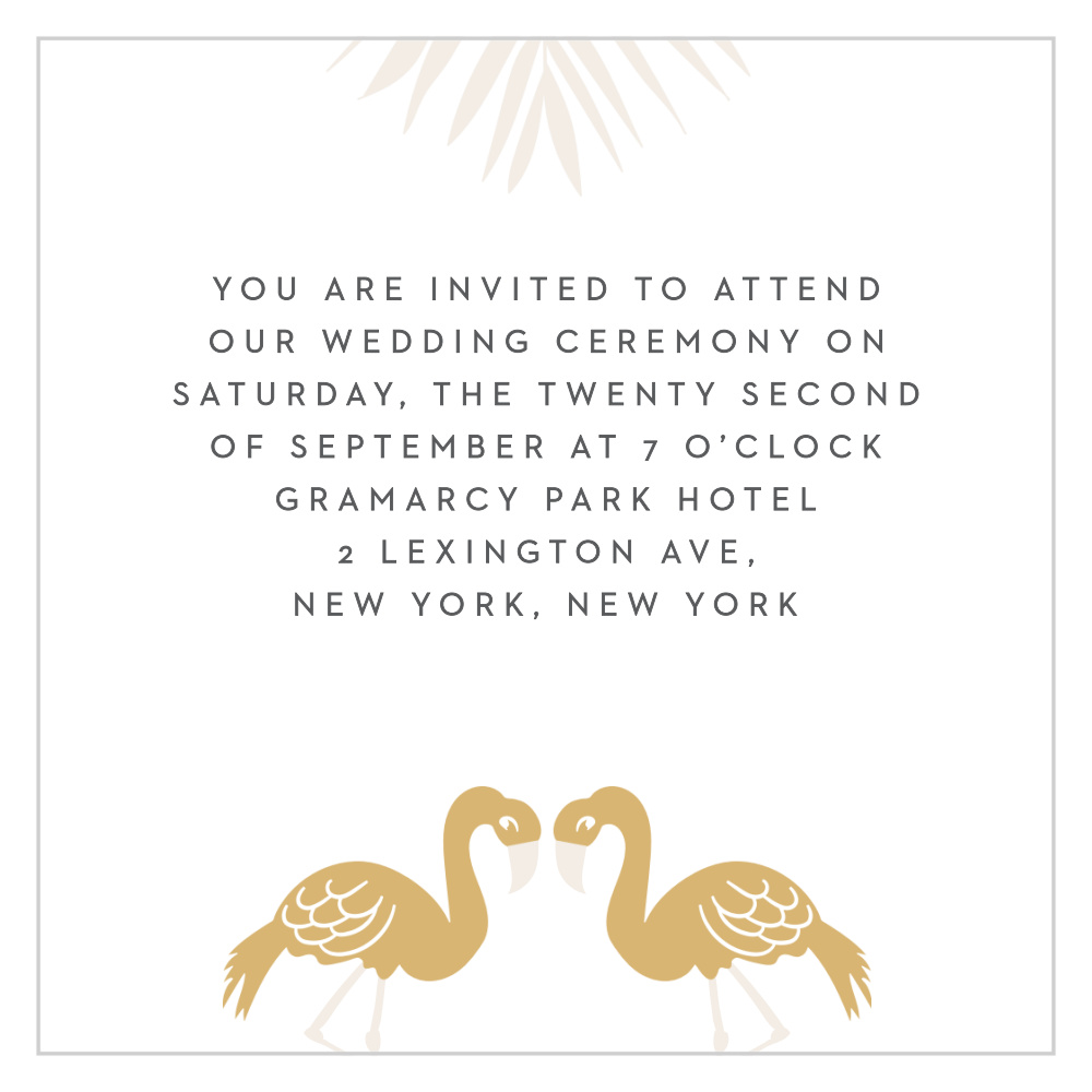Tropical Flamingo Foil Ceremony Cards