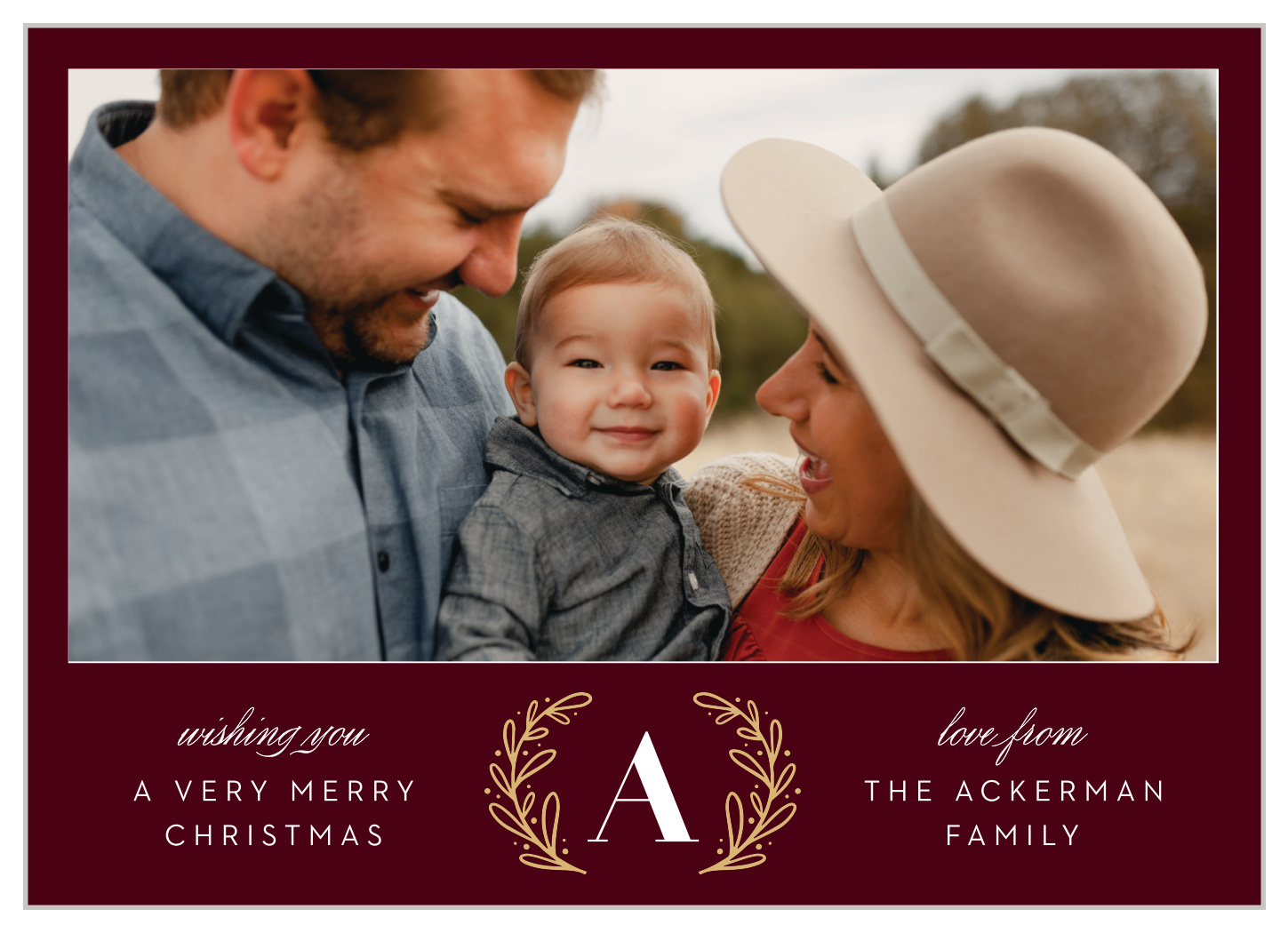 Festive Monogram Landscape Christmas Cards