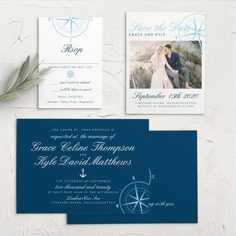 Nautical Compass Wedding Invitations