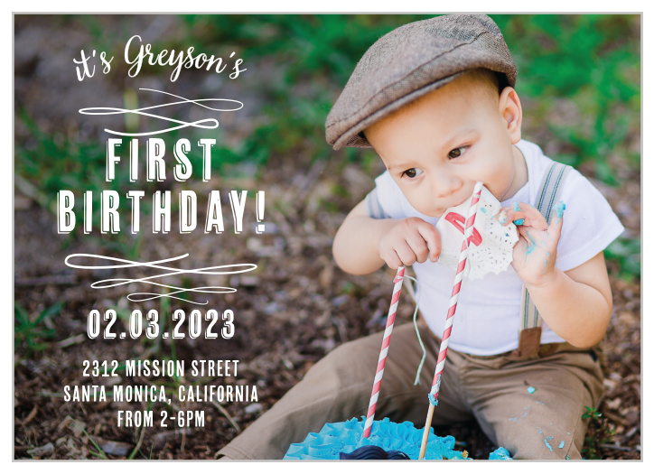 Invite friends and family to a trendy soirée with the Baby Urbanite First Birthday Invitations. 