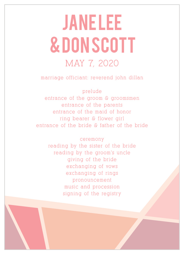 Geometric Frame Wedding Programs