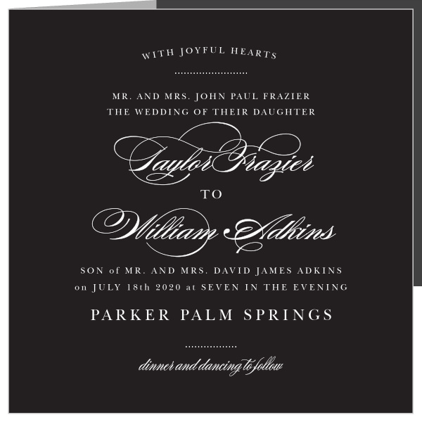 Graceful swirls embellish your names on the Elegant Vintage Storybook Wedding Invitations.