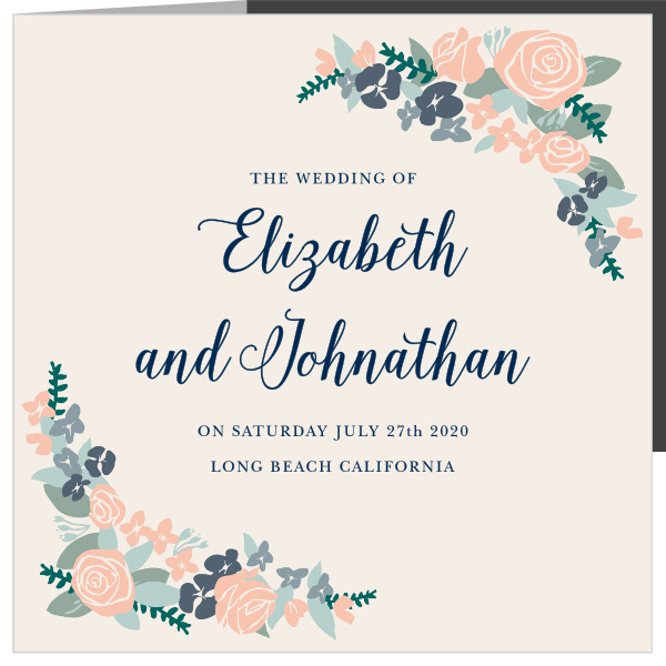 Share your beautiful love story with the Illustrated Corner Wreath Wedding Invitations.