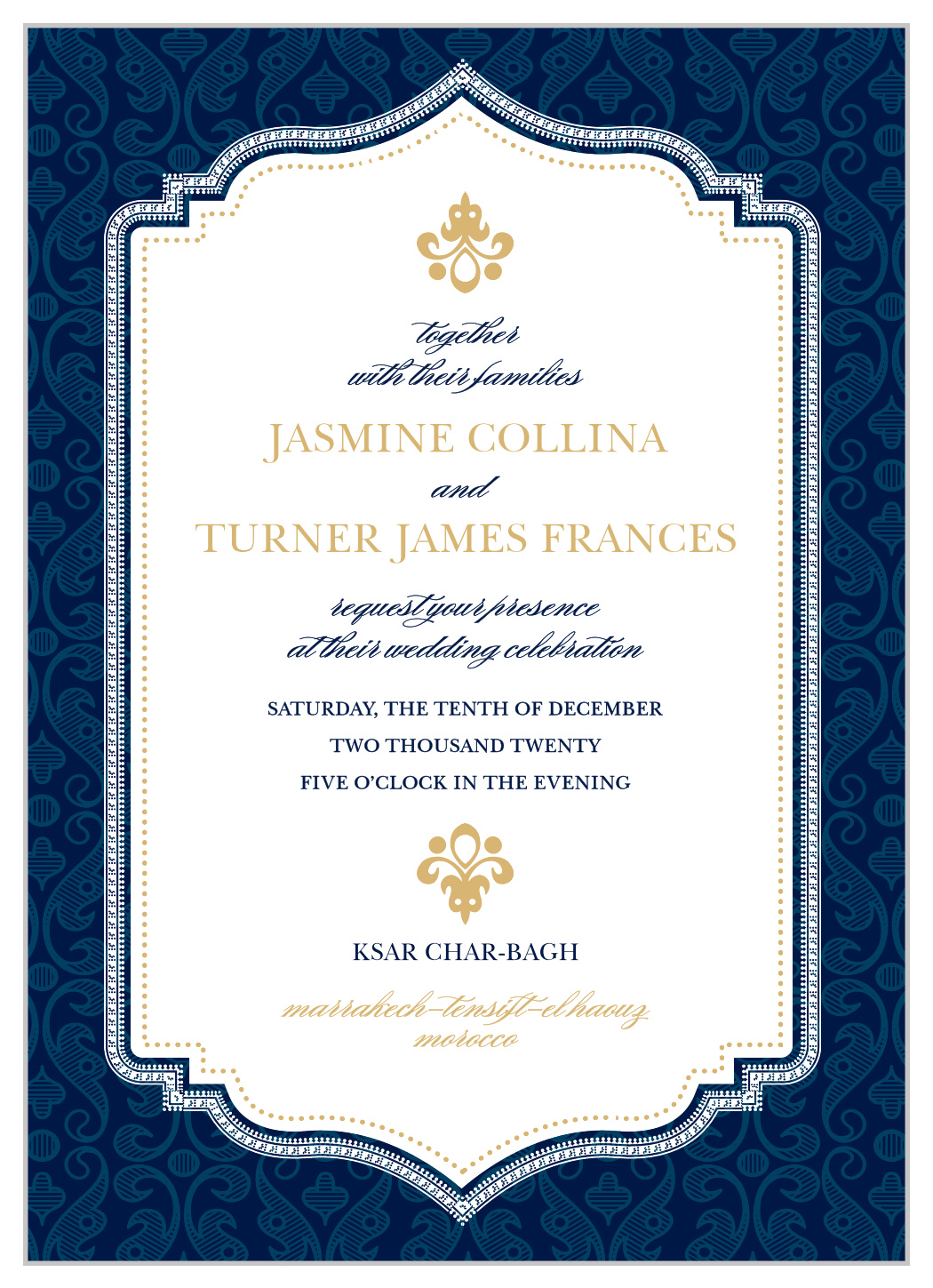 Moroccan Frame Foil Wedding Invitations