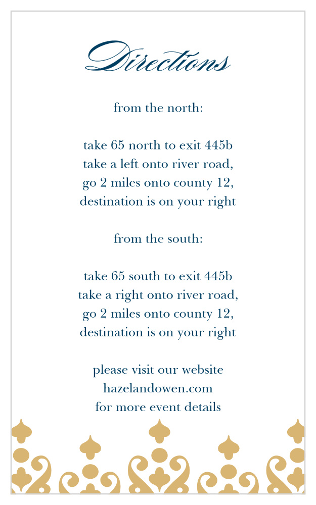 Moroccan Frame Foil Direction Cards