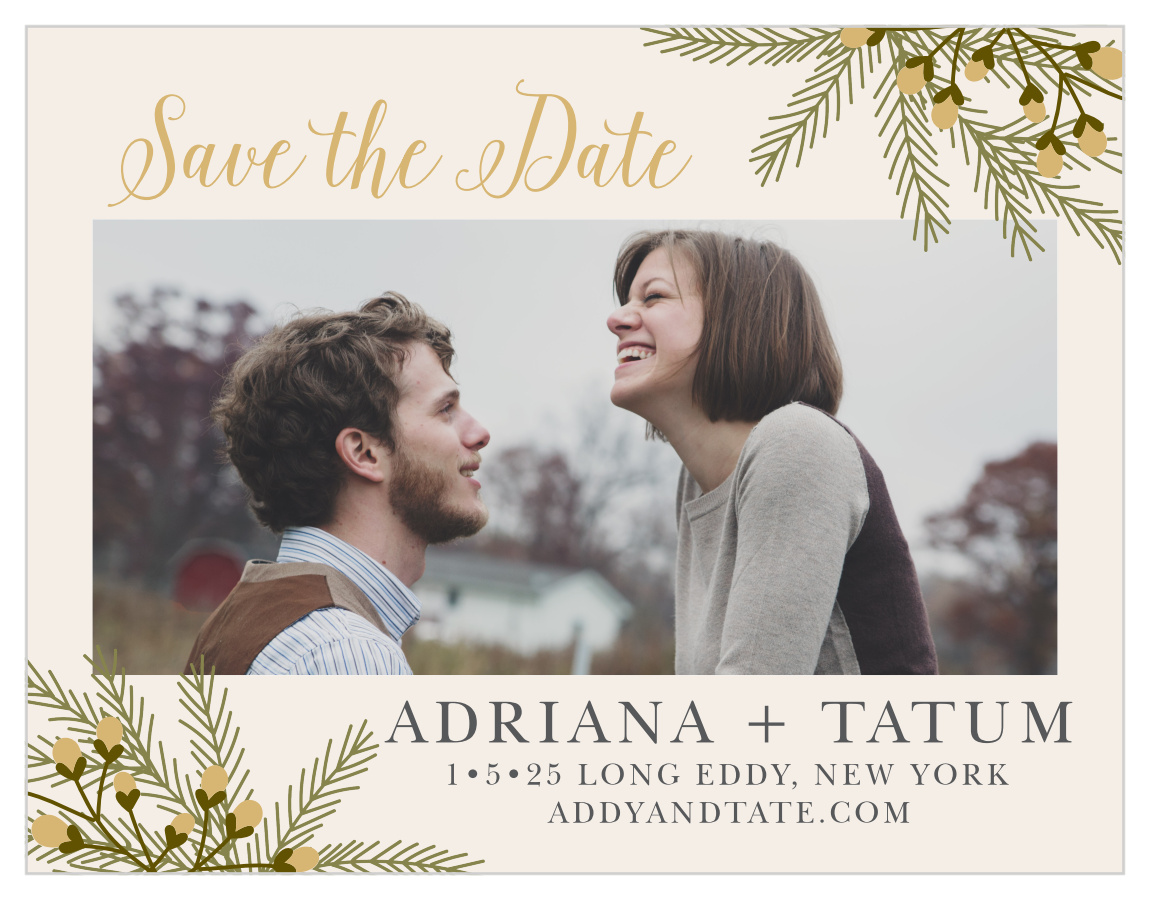 Pine Berries Foil Save the Date Magnets