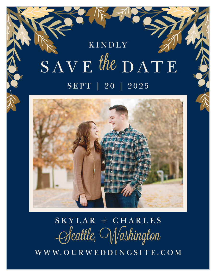 Falling Leaves Foil Save the Date Magnets