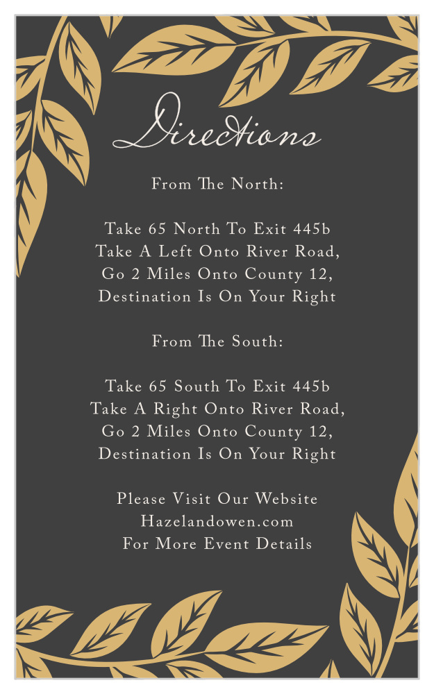Lovely Laurel Foil Direction Cards