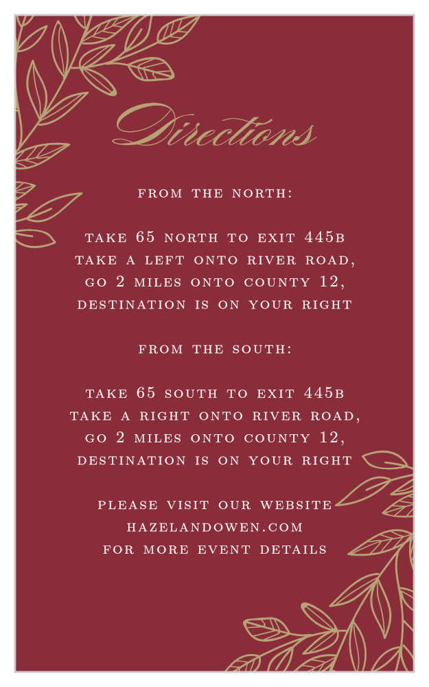 Romantic Vines Direction Cards