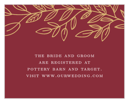 Give guests the link to your wedding registries with the Romantic Vines Foil Registry Cards.