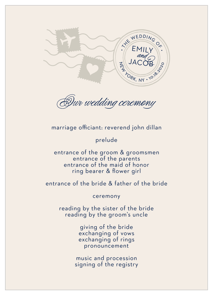 Posh Postmark Wedding Programs