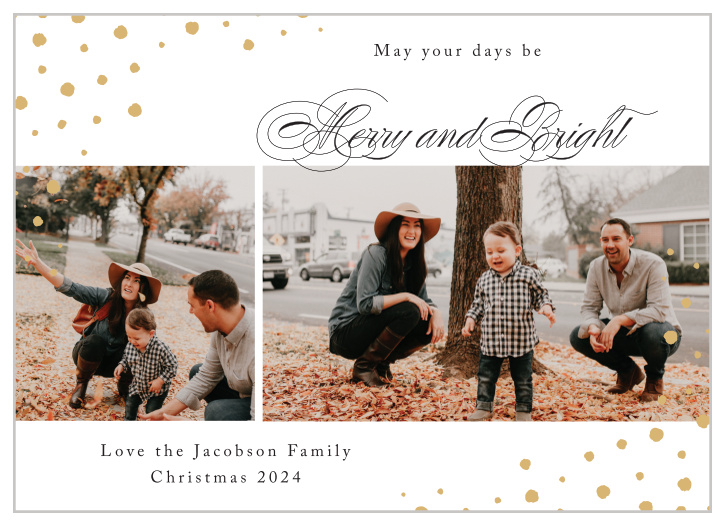 Twinkling lights make the holiday season bright and cheery. With this holiday card so can your photos!