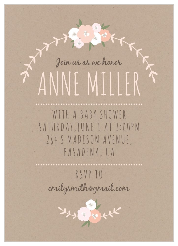 Floral Kraft Baby Shower Invitations