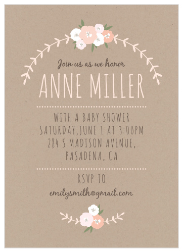 Floral Kraft Baby Shower Invitations