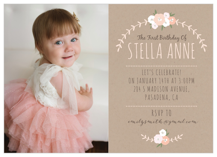 Celebrate your little flower’s big day with the Floral Kraft First Birthday Invitations from the Love Vs Design Collection at Basic Invite. 