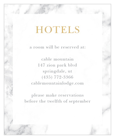 Cool Marble Foil Accommodation Cards