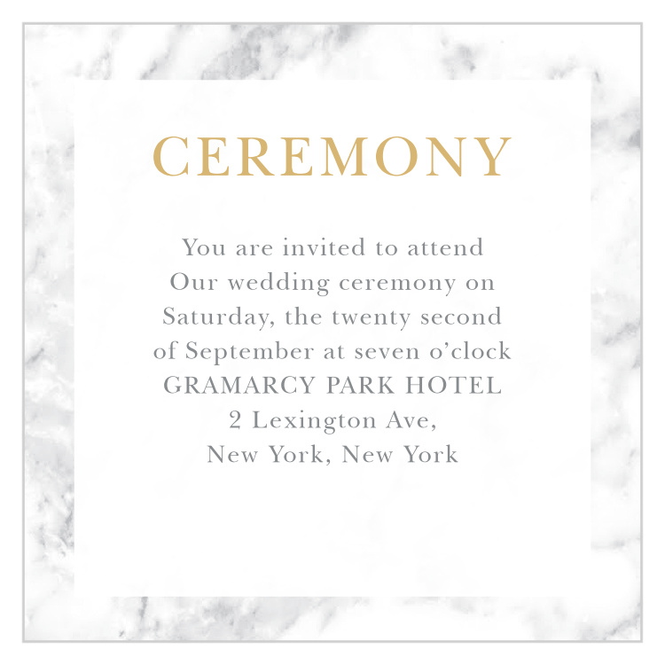 Cool Marble Foil Ceremony Cards