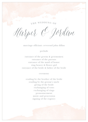 A beautiful splash of color lines the top and the bottom of the Dip Dye Wedding Programs.