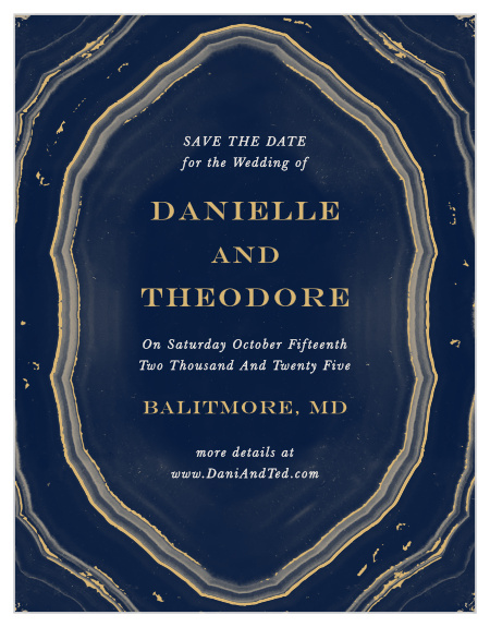 Create save-the-dates that mimic one of nature's most luxurious natural marvels with the Gorgeous Geode Foil Save-the-Date Cards.