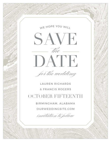 Announce your wedding date with the dignified beauty of the Marbled Paper Save-the-Date Cards.